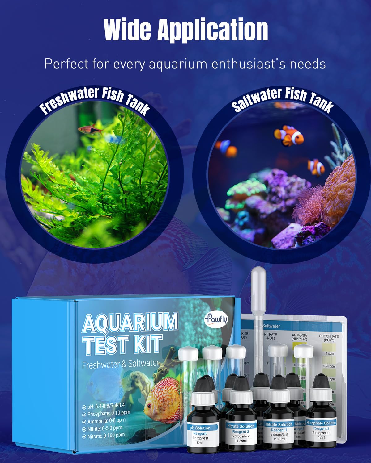 Pawfly test kit in action monitoring aquarium water quality.