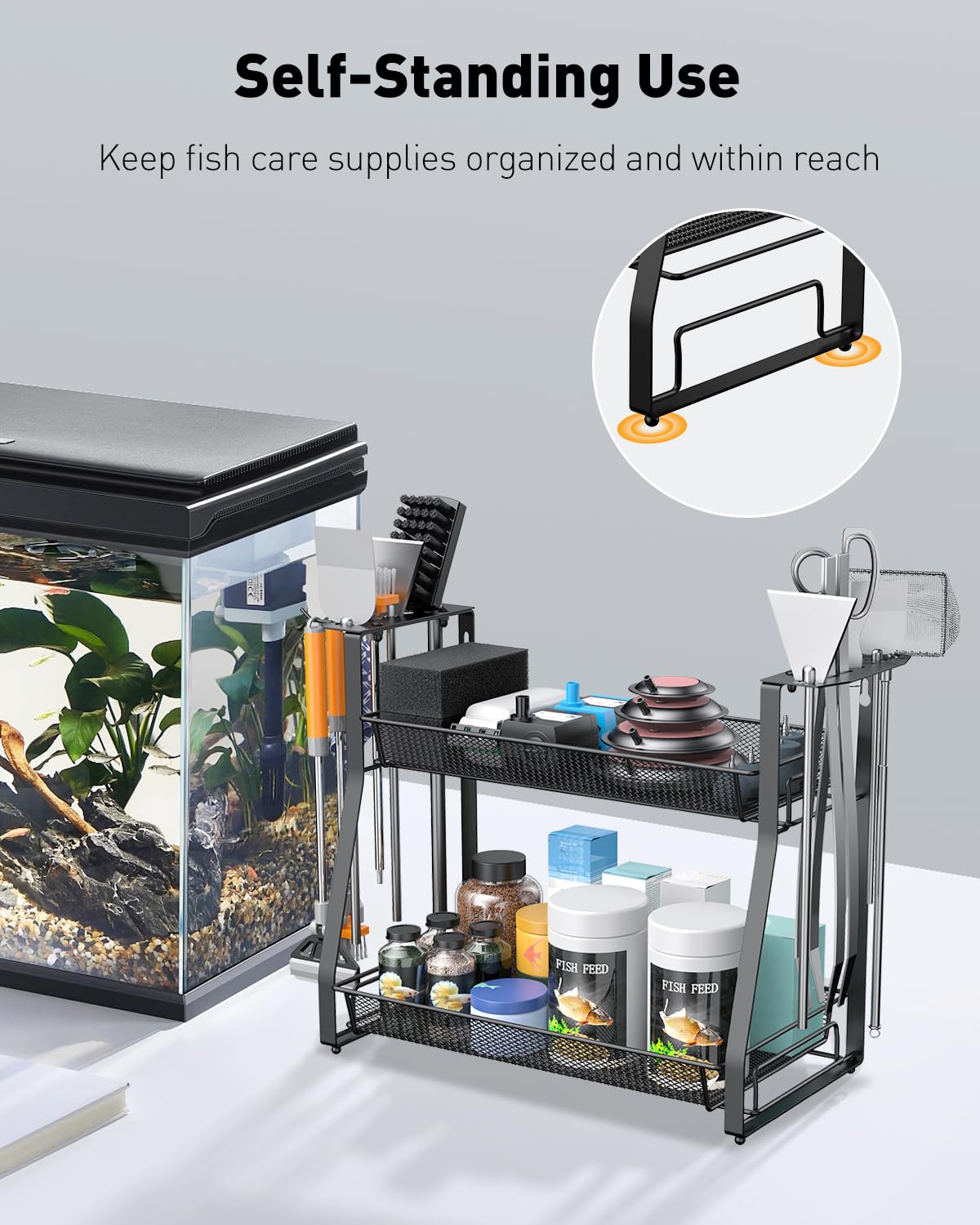 Pawfly Aquarium Tool Organizer sturdy steel construction supports up to 20 kg