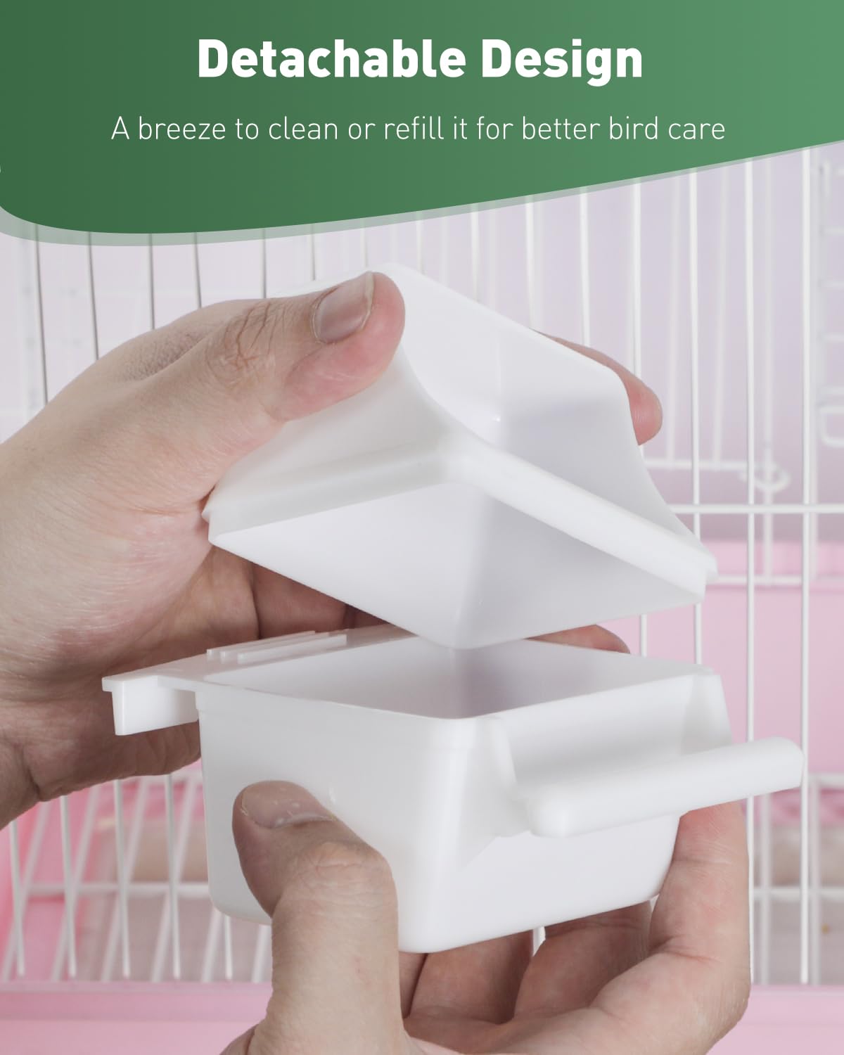Pawfly feeder is detachable for fast cleaning and refilling.