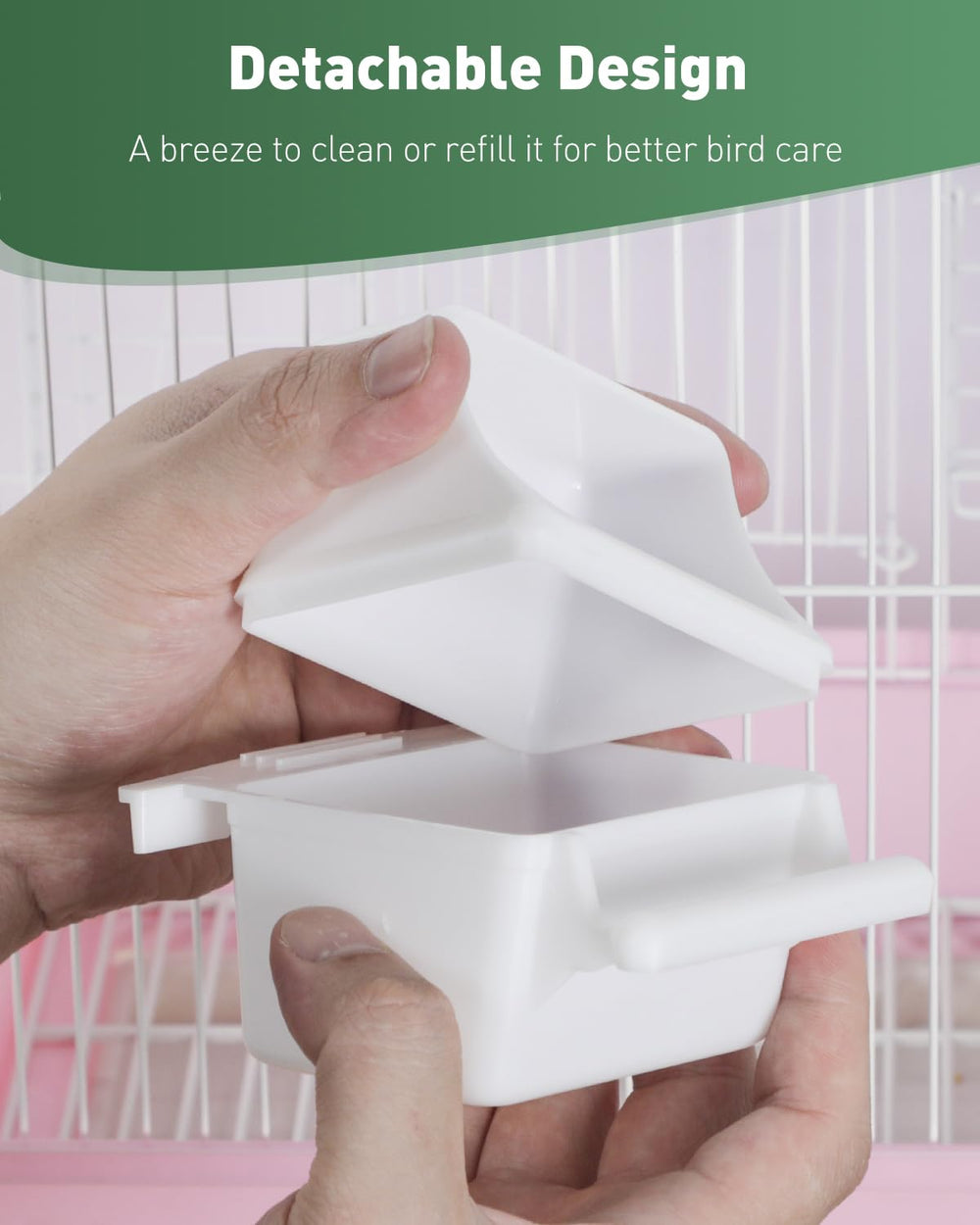 Pawfly feeder is detachable for fast cleaning and refilling.
