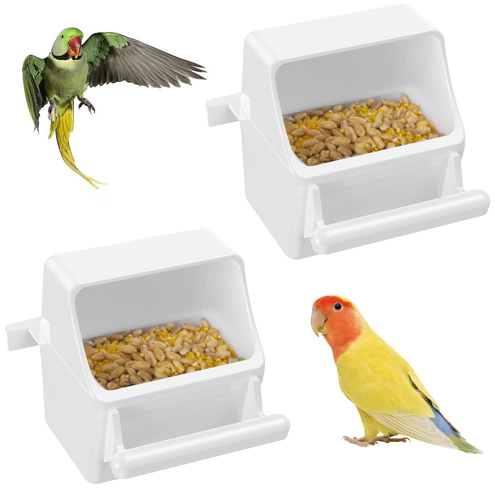 Pawfly bird feeder with hanging water dispenser on a cage for clean hydration.