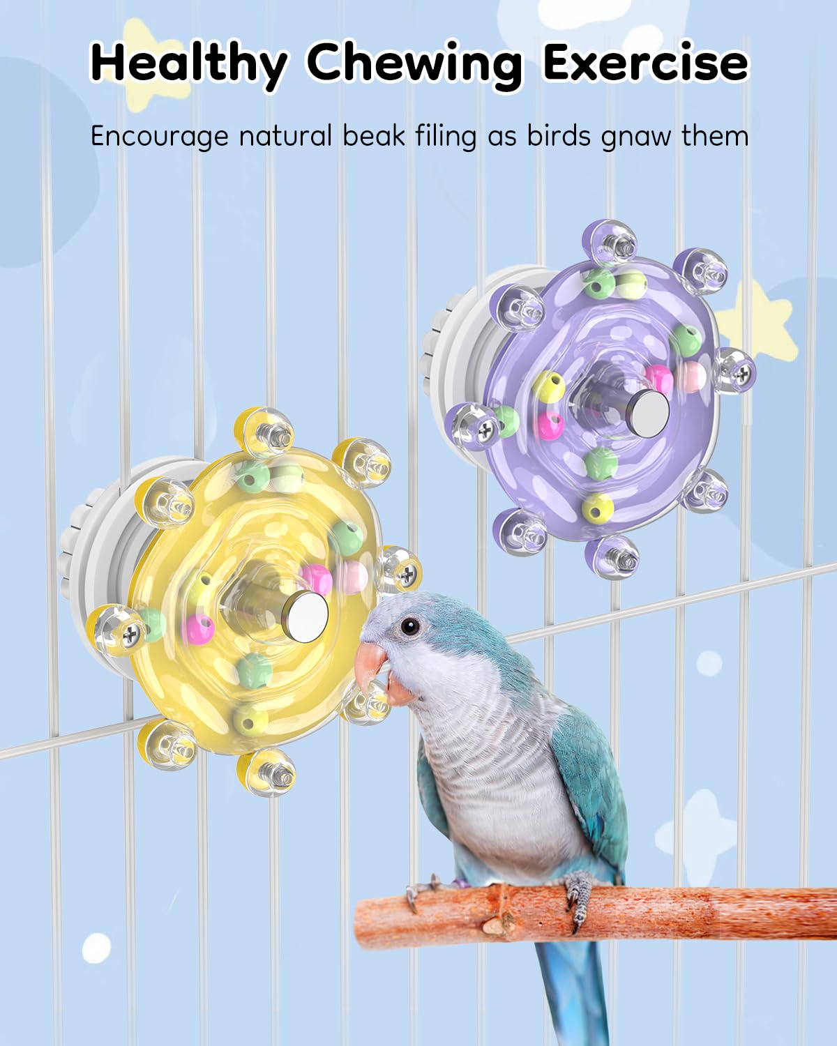 Pawfly cage-mount toy installs easily between bars.
