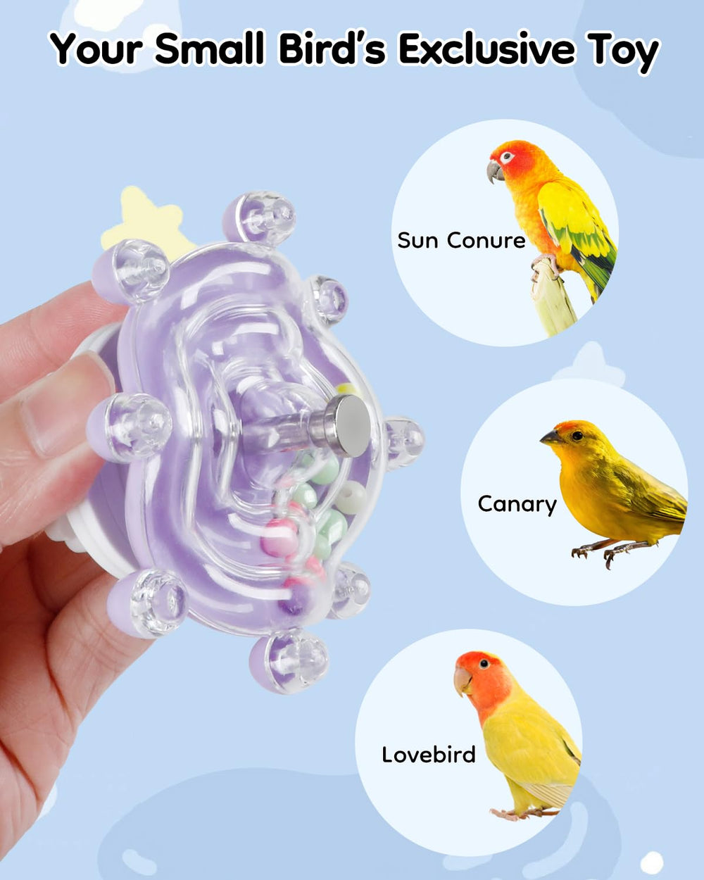 Pawfly parakeet chew-toy encourages natural beak exploration.