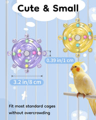 Pawfly parakeet toy close-up of stainless steel shaft highlighting durability.