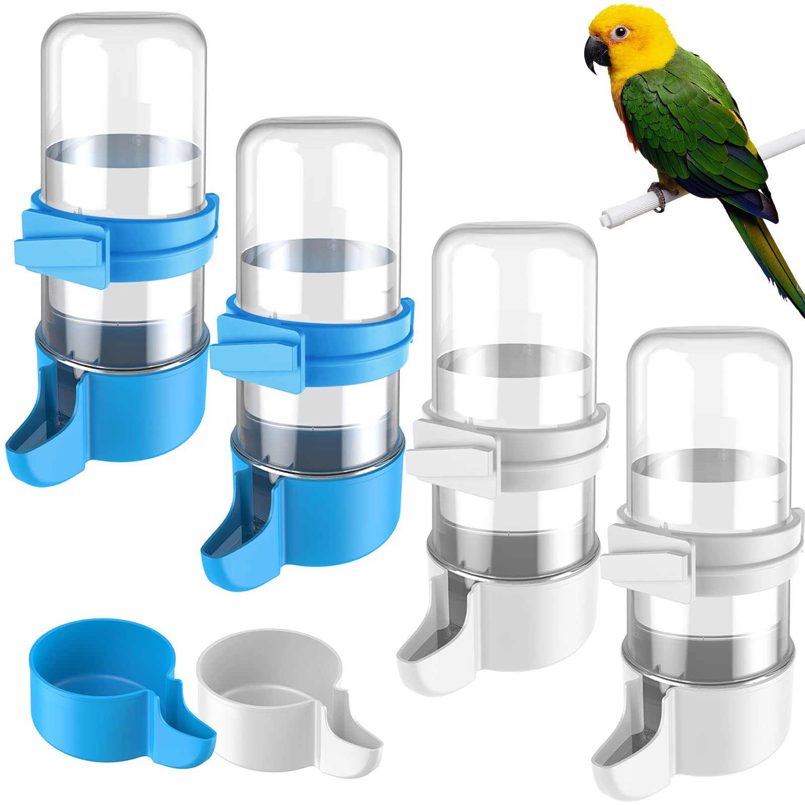 Pawfly bird water dispenser 4-pack with automatic hydration for small birds.