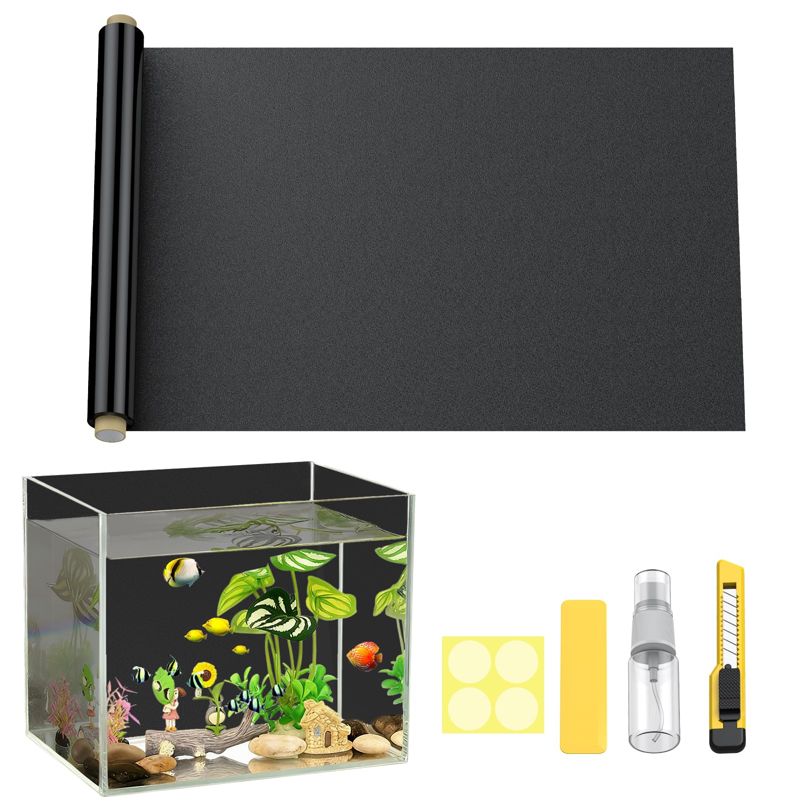 Pawfly black aquarium background 48x18 backdrop enhances tank depth and color contrast