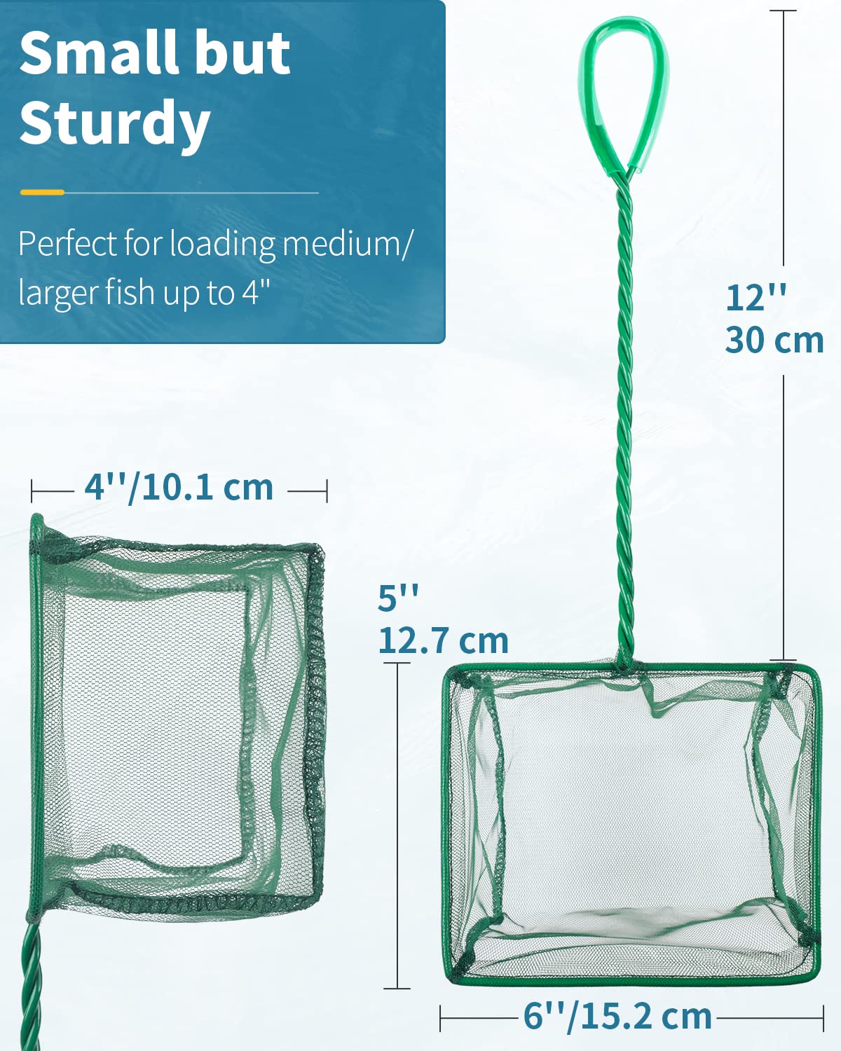 Pawfly braided metal-handle net provides a sturdy grip for deep tanks