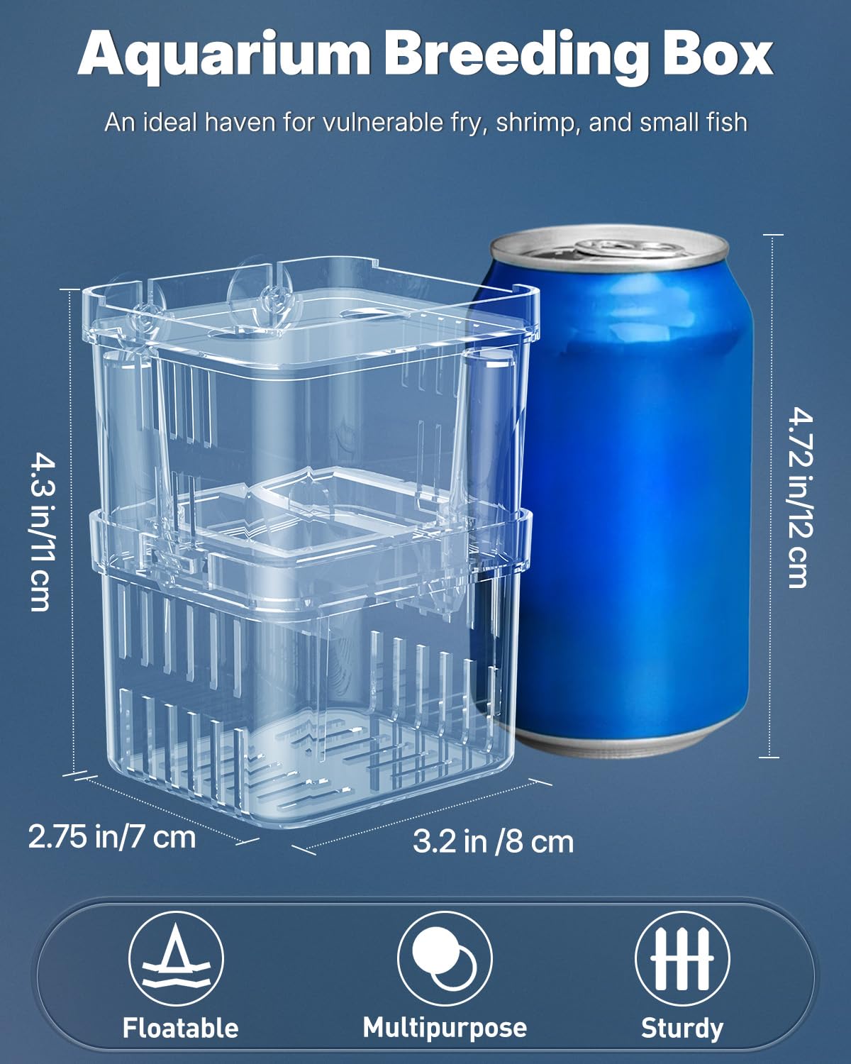 Pawfly breeding box front view highlights clear visibility to watch behavior and feeding.