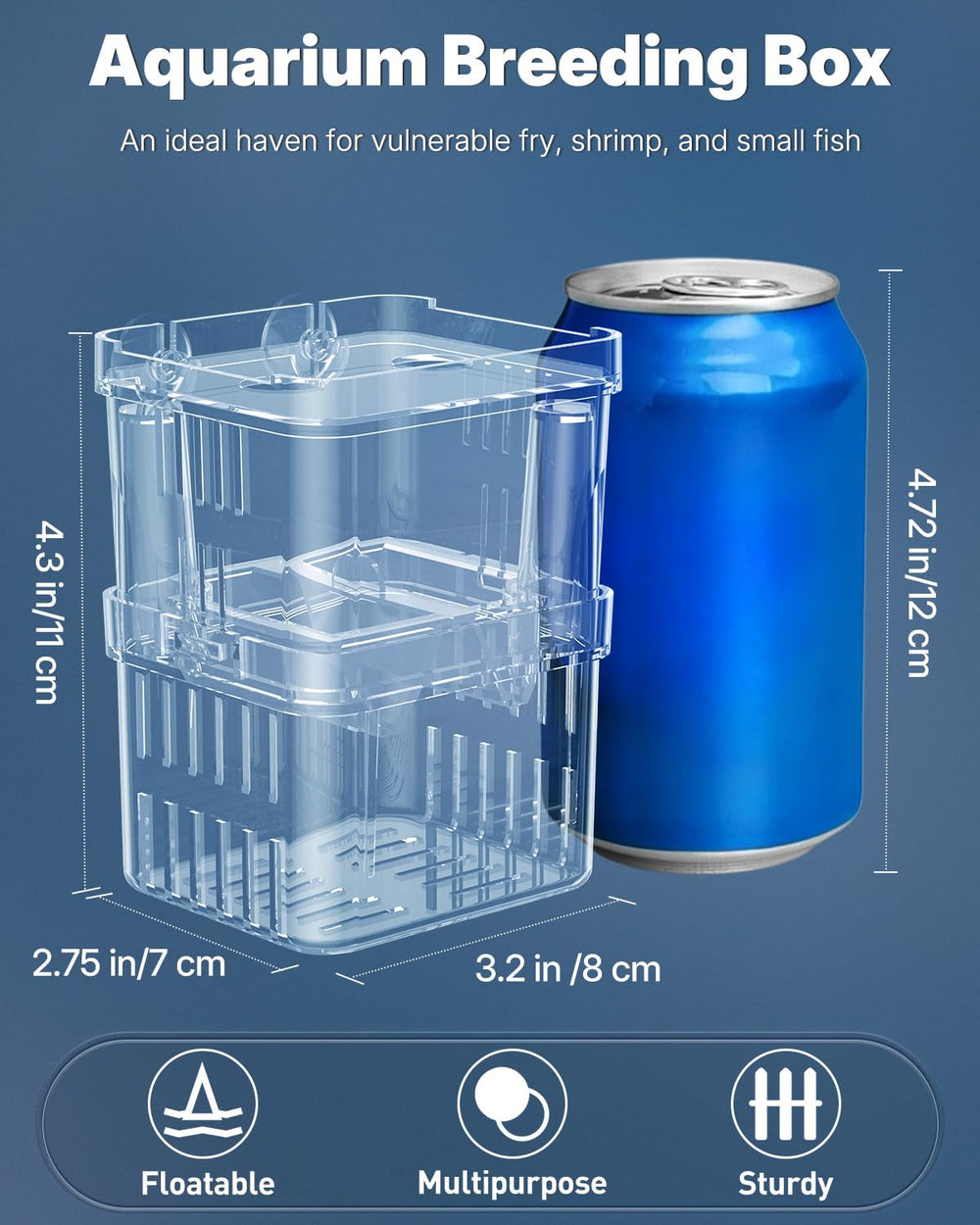 Pawfly breeding box front view highlights clear visibility to watch behavior and feeding.