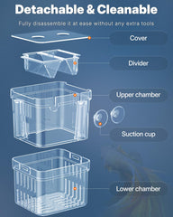 Pawfly breeding box side vents demonstrate steady water flow for healthy isolation.