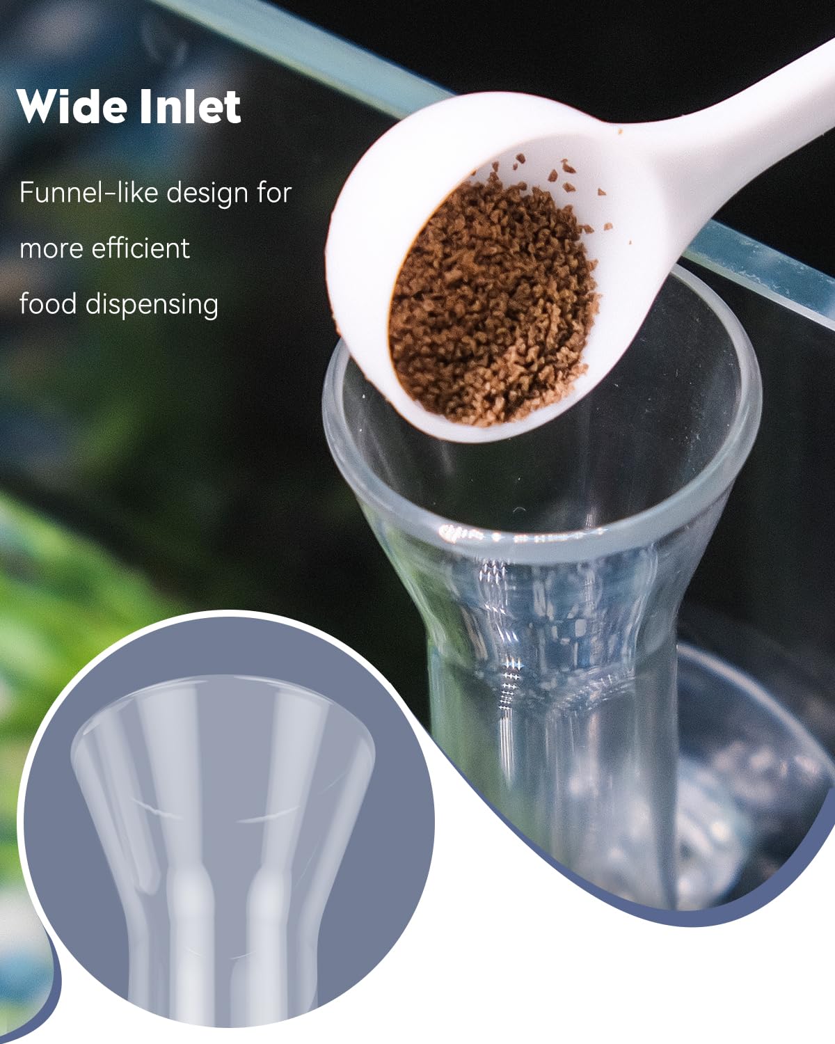 Pawfly clear glass dish catches falling food for cleaner substrate.