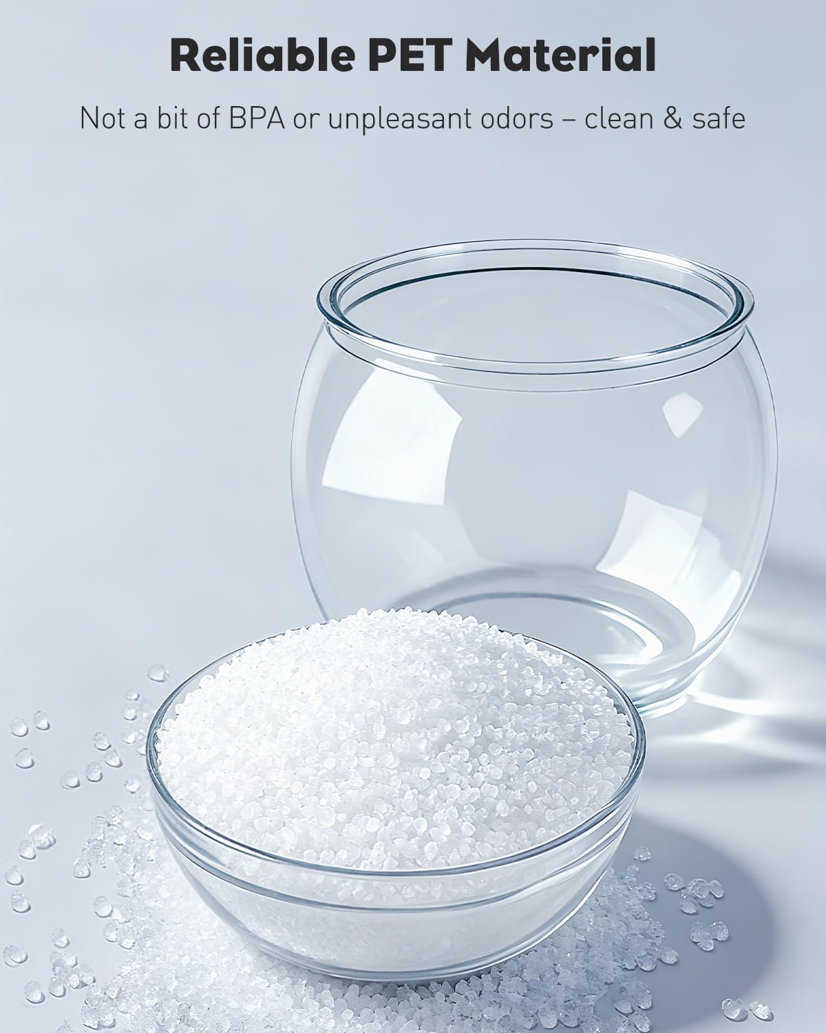 Pawfly clear round aquarium inside-view, crystal clarity for observing tiny swimmers.