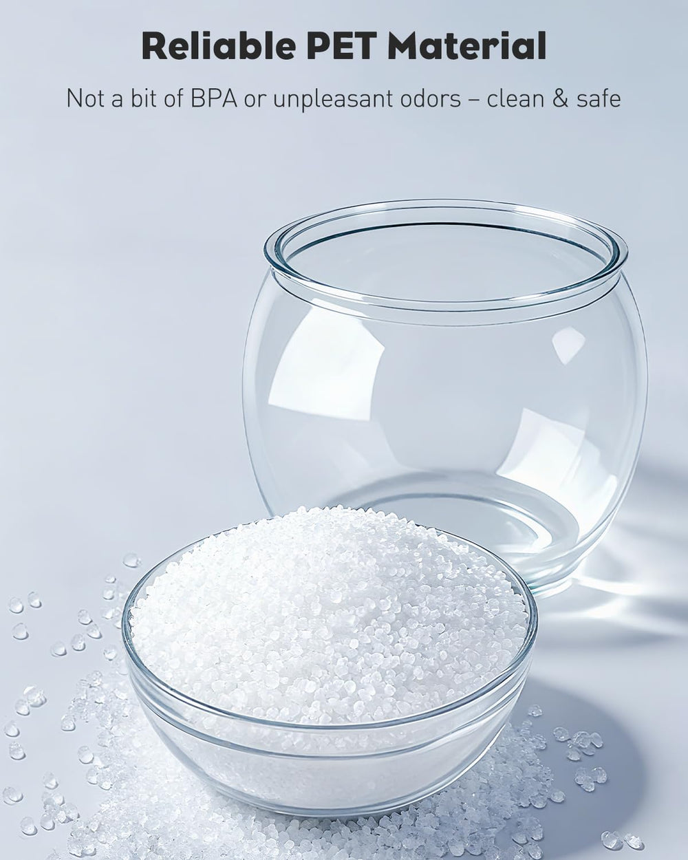 Pawfly clear round aquarium inside-view, crystal clarity for observing tiny swimmers.