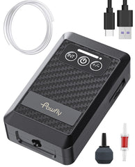 Pawfly compact-design aquarium air pump offers portable oxygen for smaller tanks.