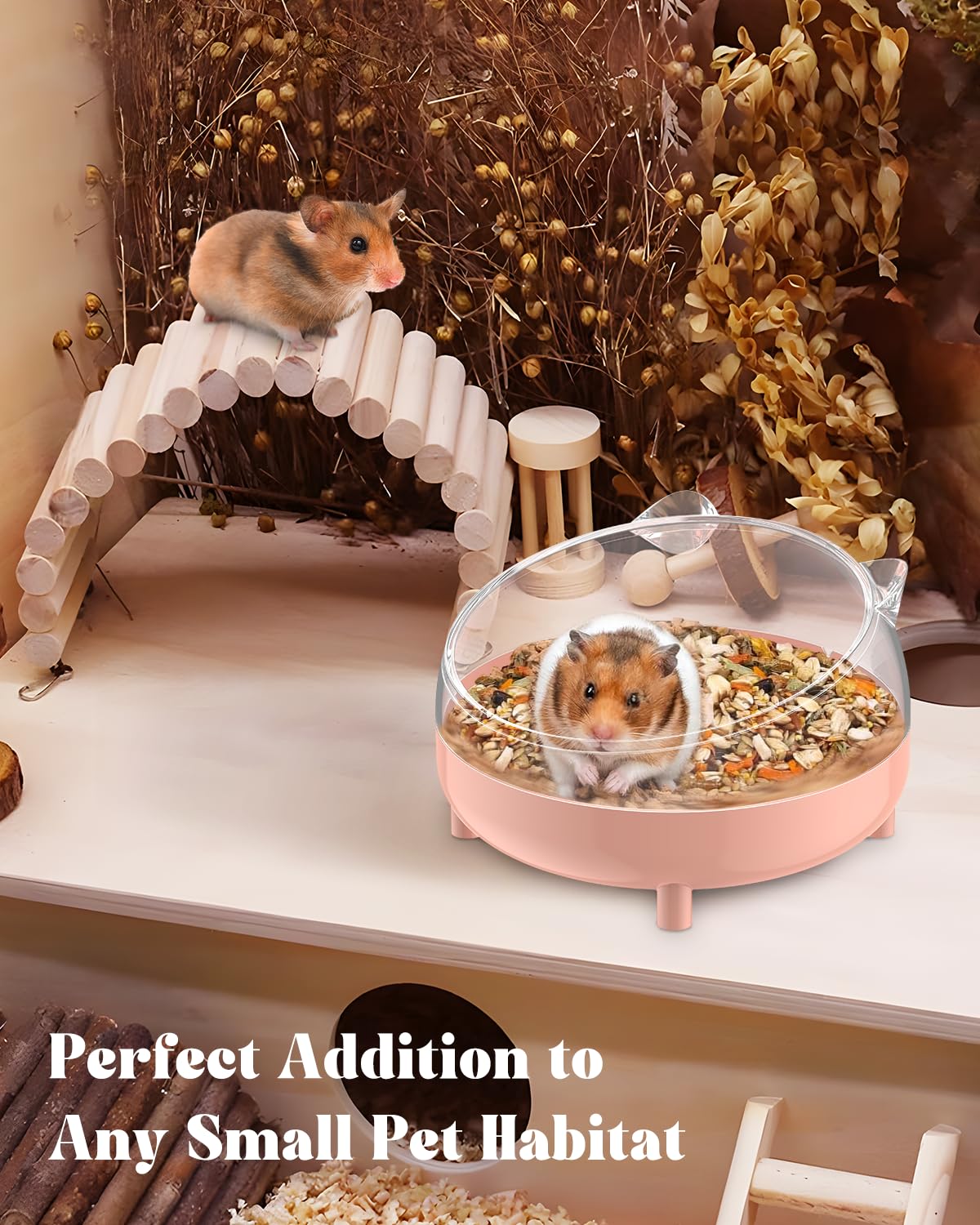 Pawfly hamster sand bath container with a 4.5 inch opening fits snugly