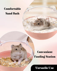 Pawfly hamster sand bath container inward rim design prevents spills during digging