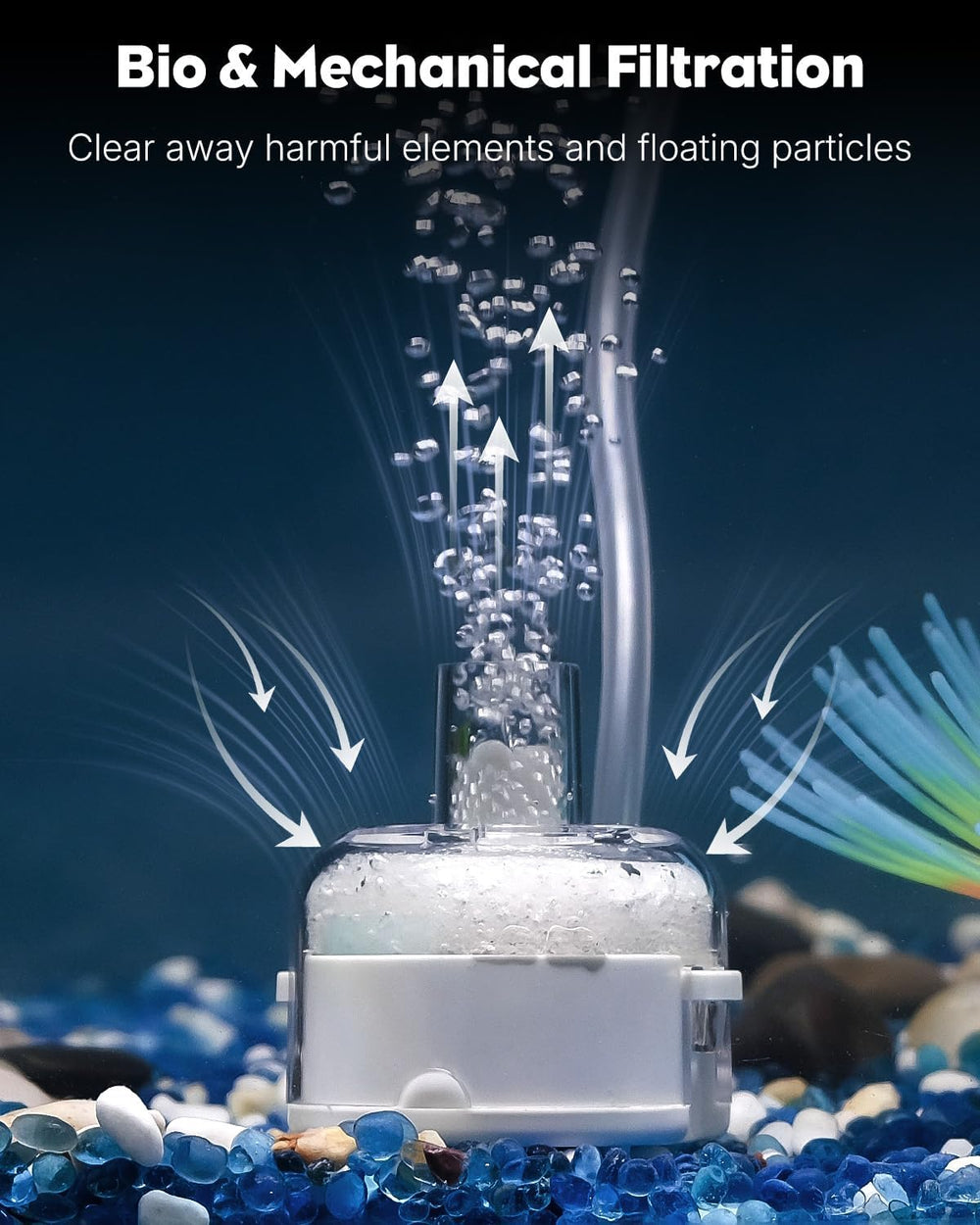 Pawfly Nano sponge filter for dual-action filtration.