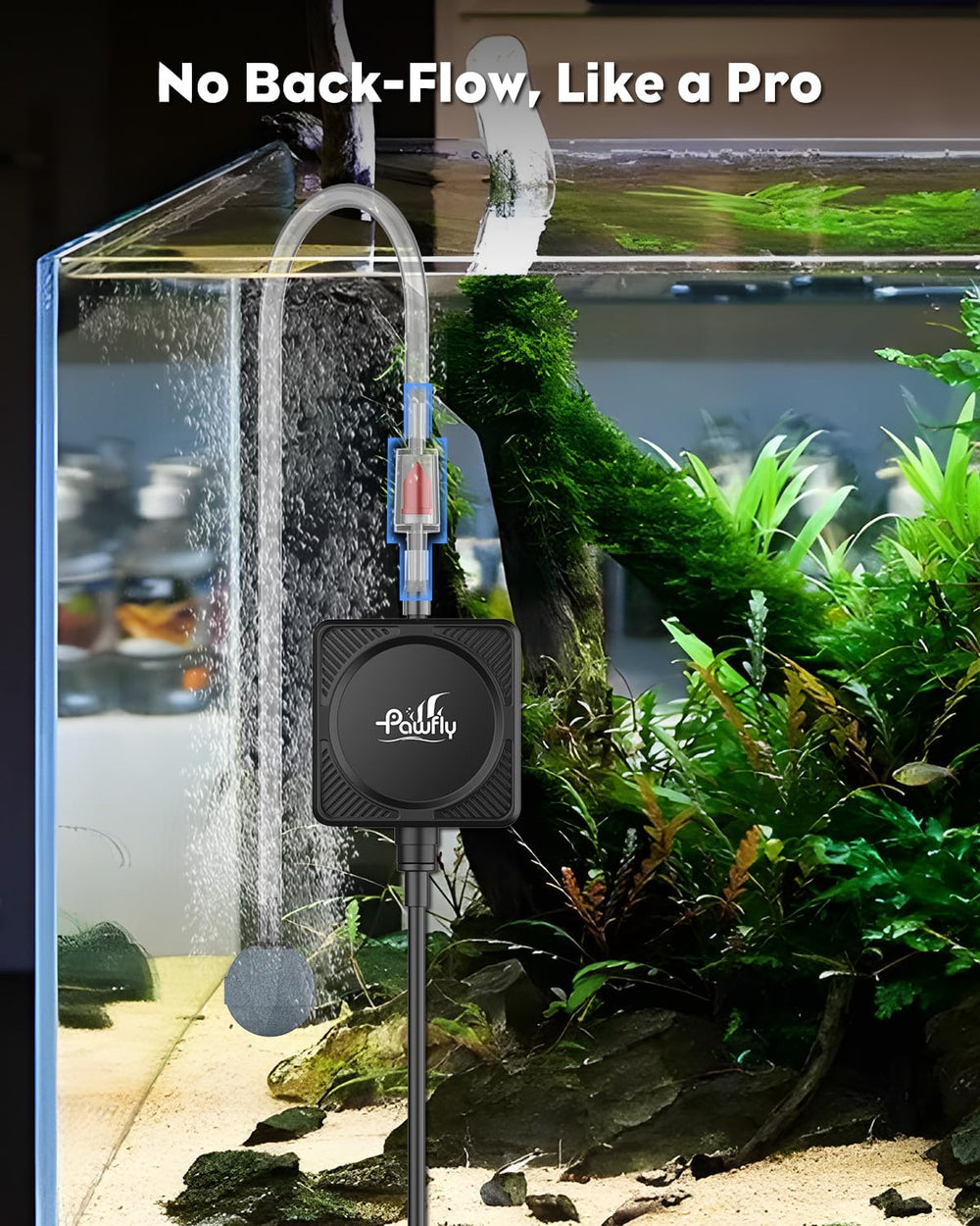 Pawfly Nano Silent Aquarium Air Pump complete kit includes stone and tubing for quick setup.