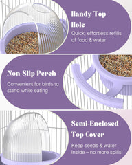 Pawfly No Mess Bird Feeder attachment clip demonstrates versatile cage mounting