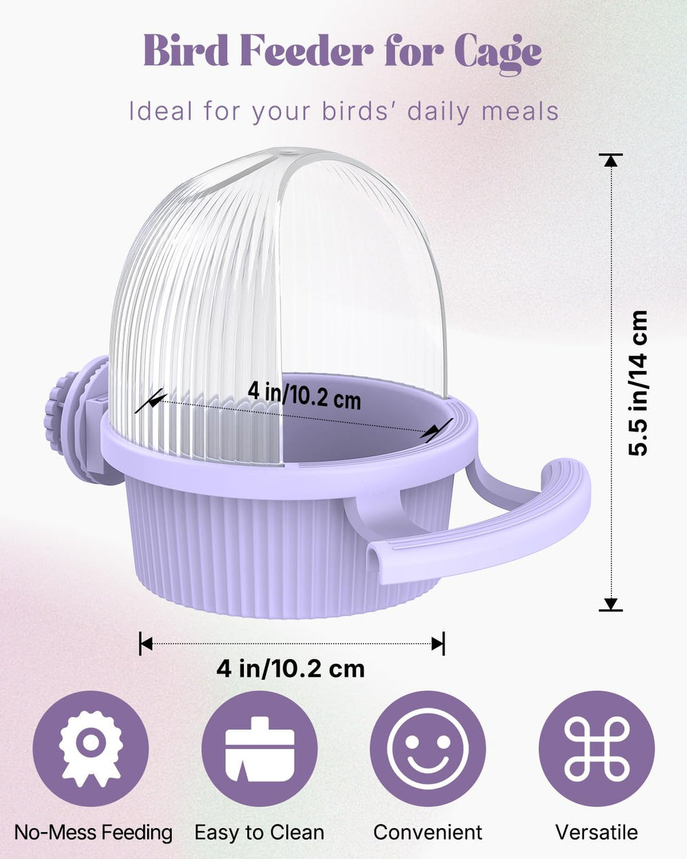 Pawfly No Mess Bird Feeder top cover shows spill-free meal times for small birds