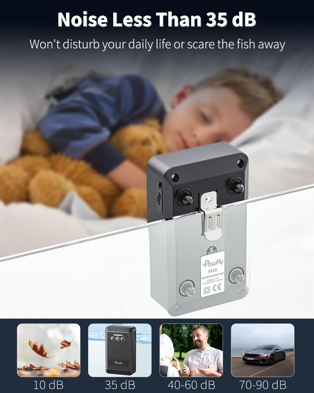 Pawfly outdoor-fishing-aerator sustains live bait during transport and on boats.