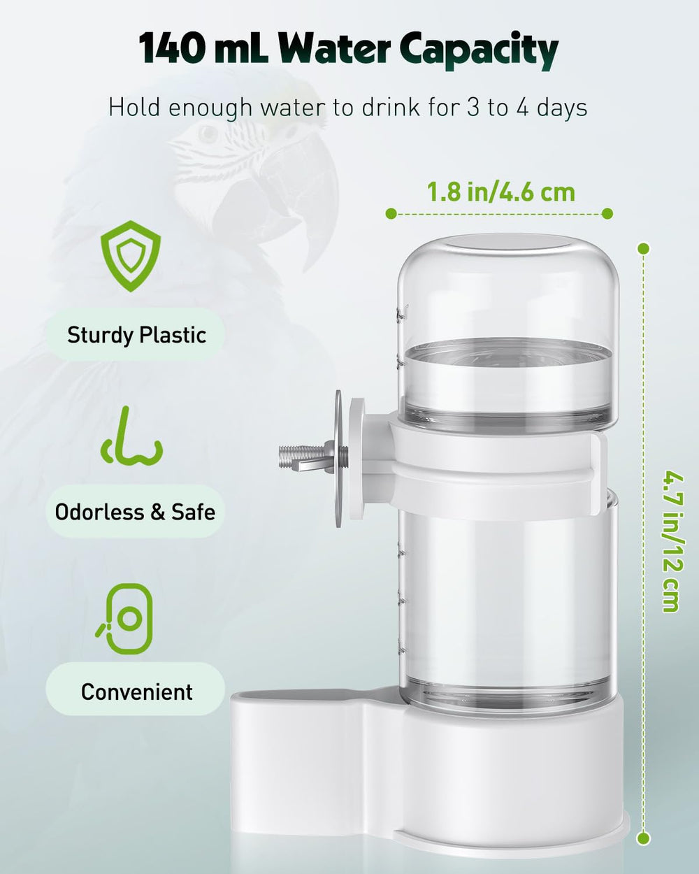 Pawfly water feeder close-up highlights durable PP material.