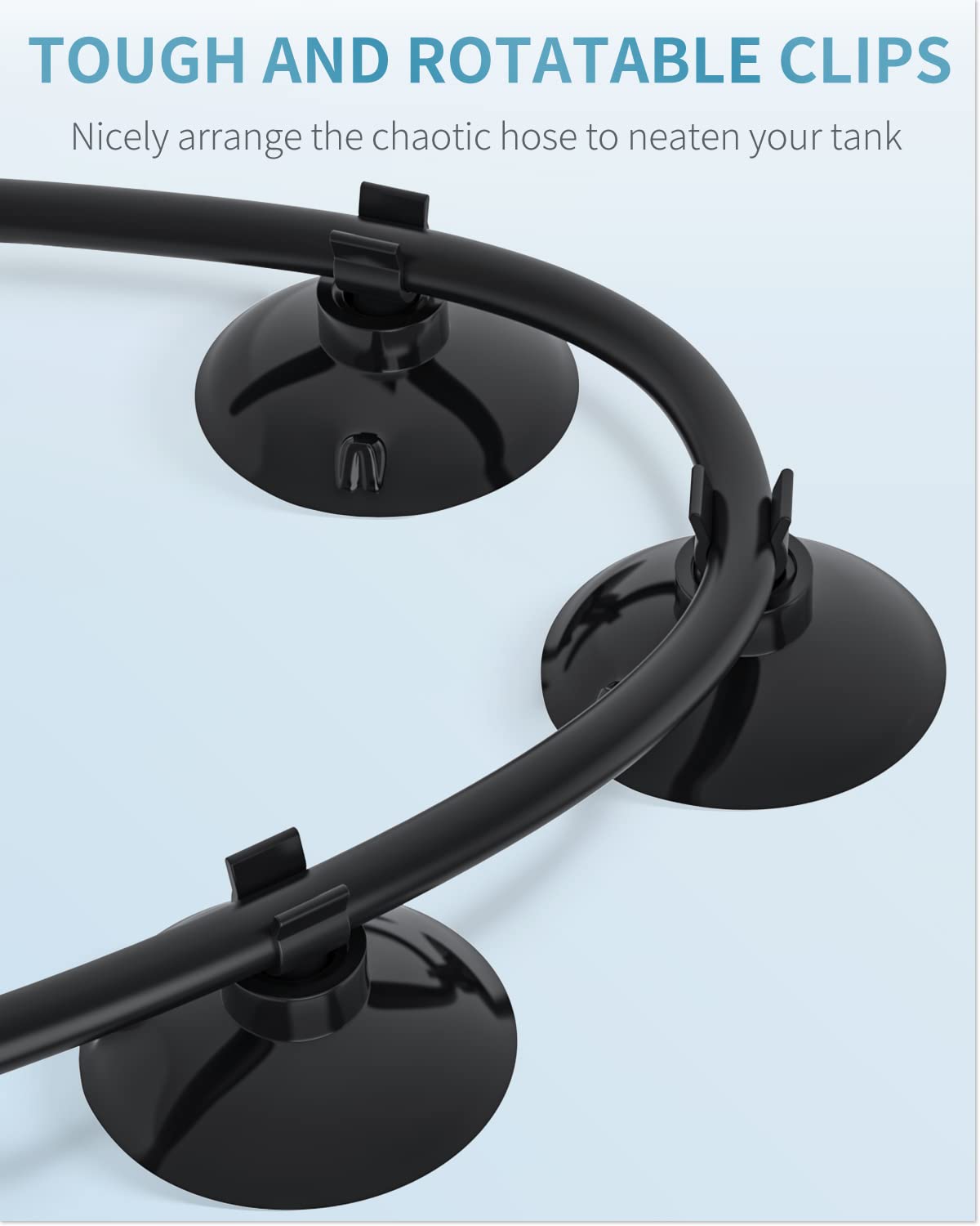 Pawfly rotatable tubing clip lets you adjust aeration tubing angle.