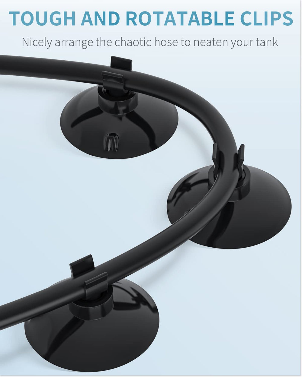Pawfly rotatable tubing clip lets you adjust aeration tubing angle.