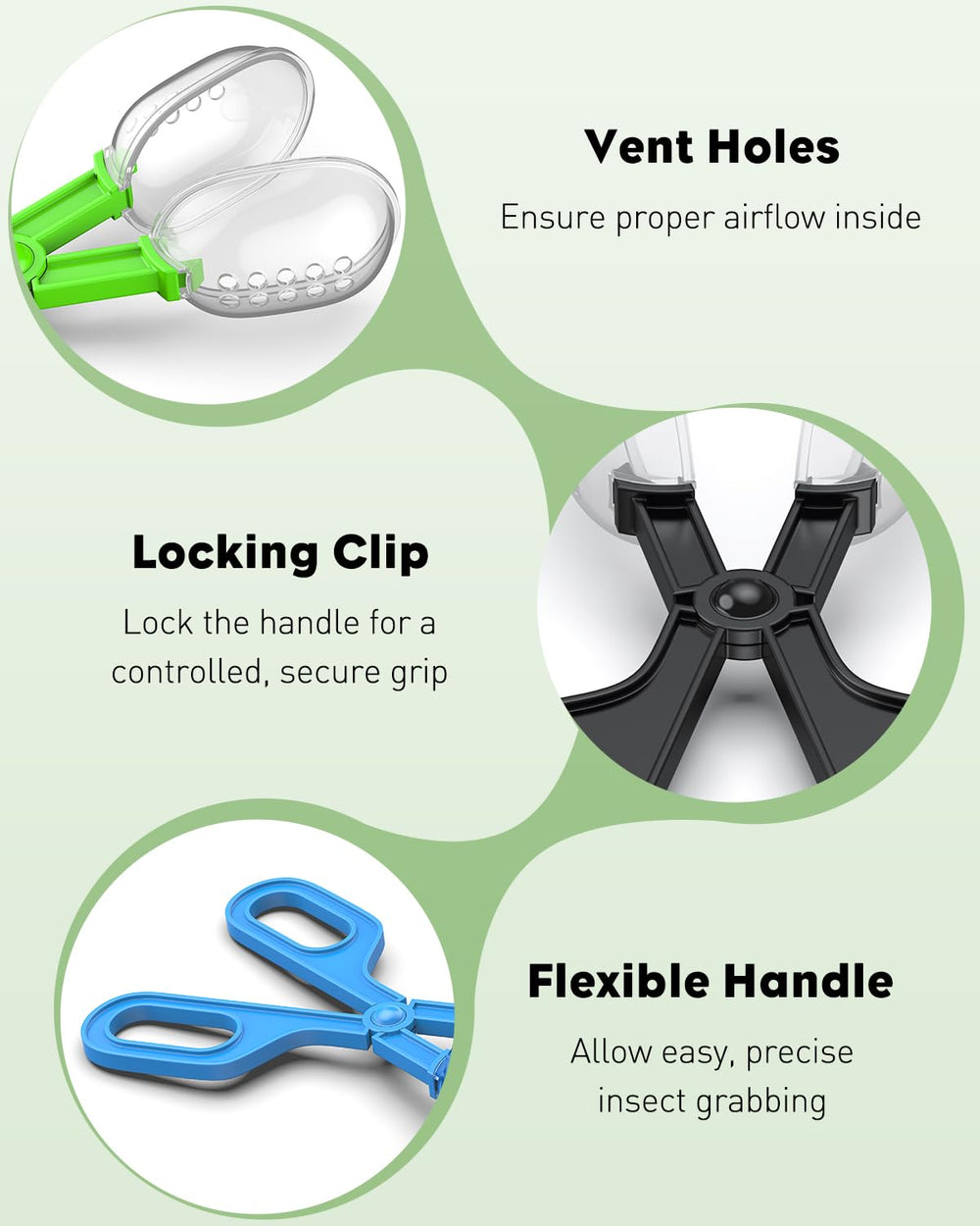 Pawfly scissor-style grip handle provides comfortable control during feeding