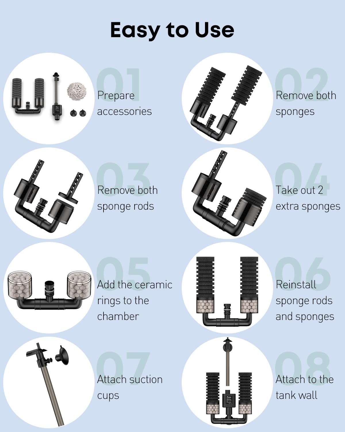 Pawfly submersible filter quiet operation provides near-silent tank filtration.