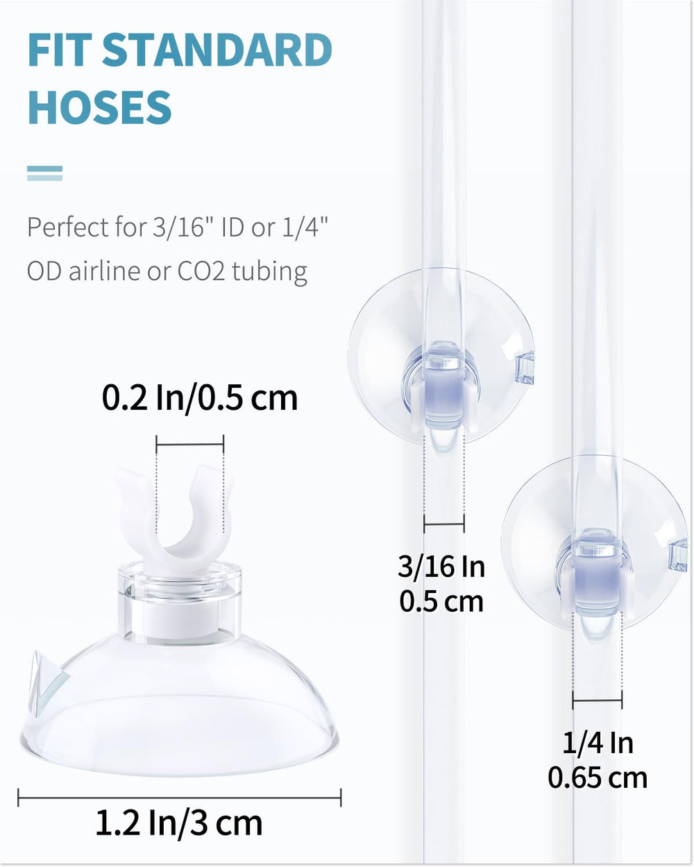 Pawfly suction cup clip demonstrates secure tubing alignment along a glass surface.