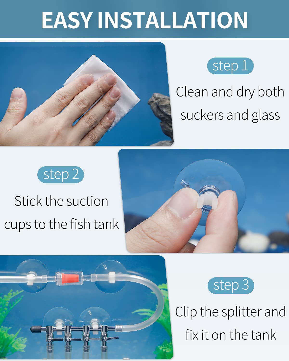 Pawfly suction cups ensure secure attachment to smooth aquarium surfaces.