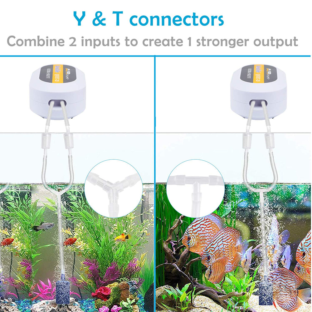 Pawfly T connector allows dual inputs for stronger output from multi-outlet pumps.