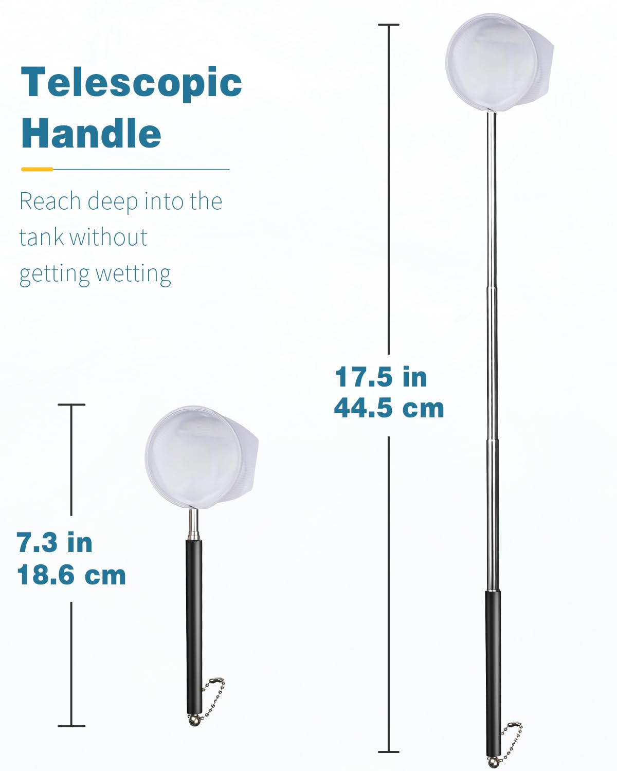 Pawfly telescopic handle extended to 15.5 inches for reach.