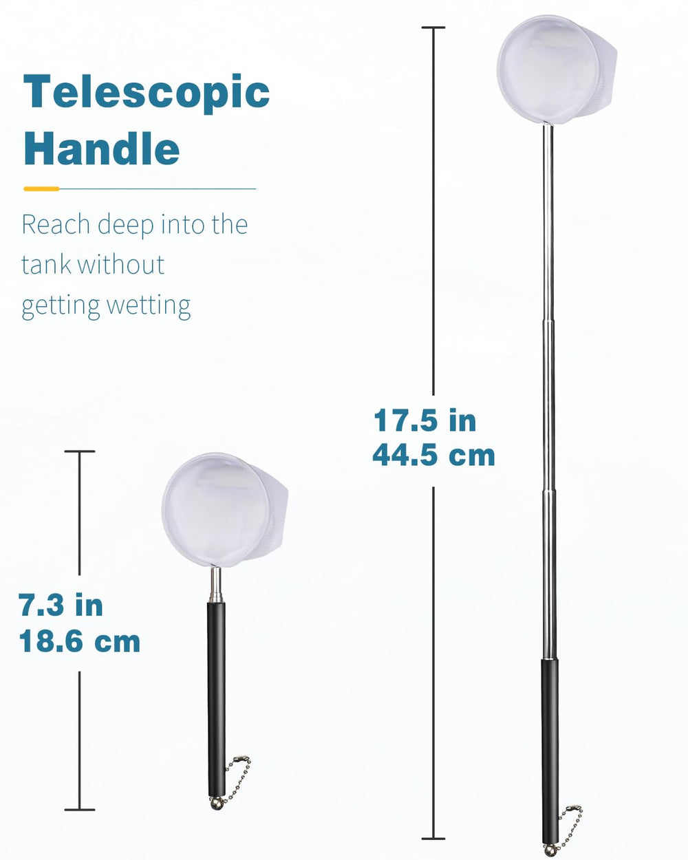 Pawfly telescopic handle extended to 15.5 inches for reach.
