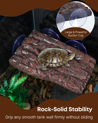 Pawfly Turtle Basking Platform in-tank setup demonstrates versatile placement for varying water levels.