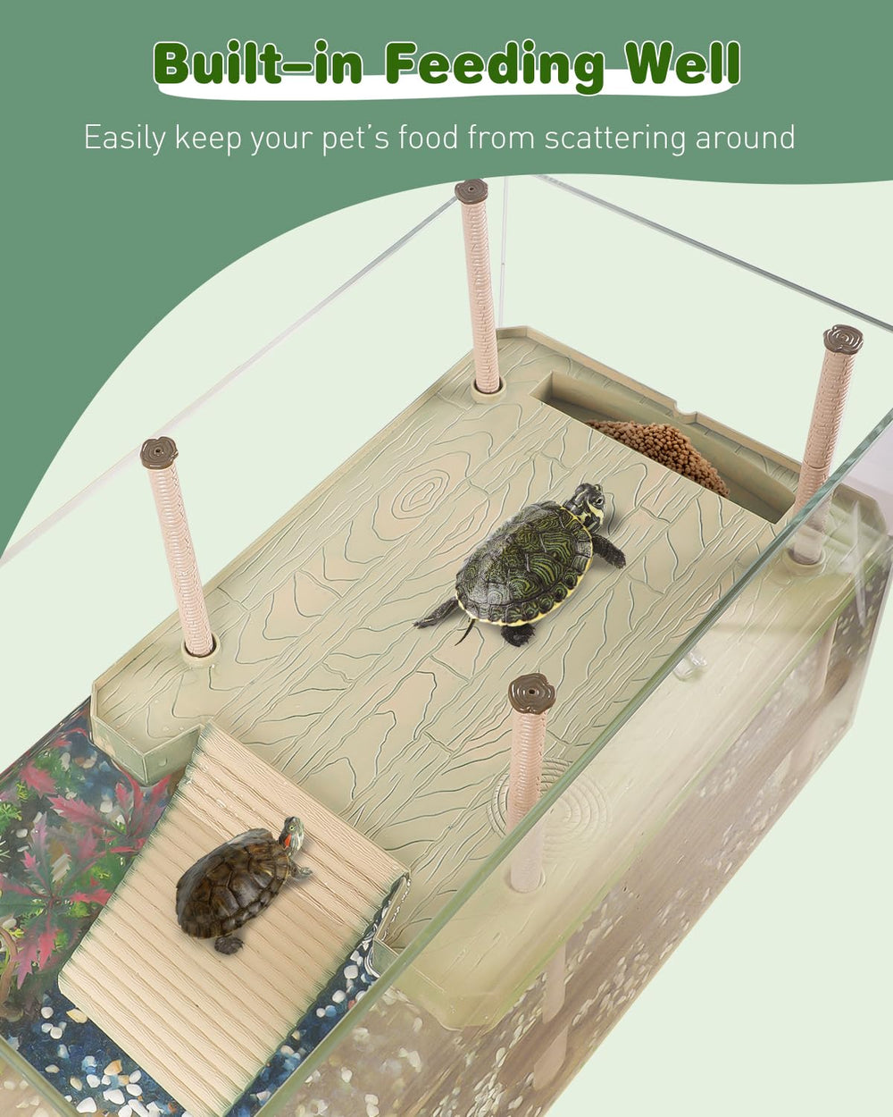 Pawfly Turtle Dock in-tank setup demonstrates dry resting and basking