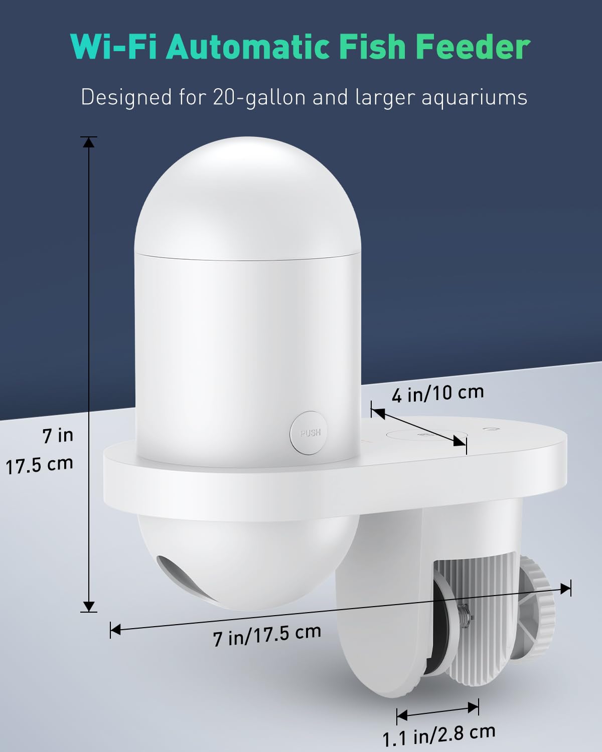 Pawfly WiFi automatic fish feeder mounted on tank wall enables steady automated feeding