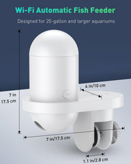 Pawfly WiFi automatic fish feeder mounted on tank wall enables steady automated feeding