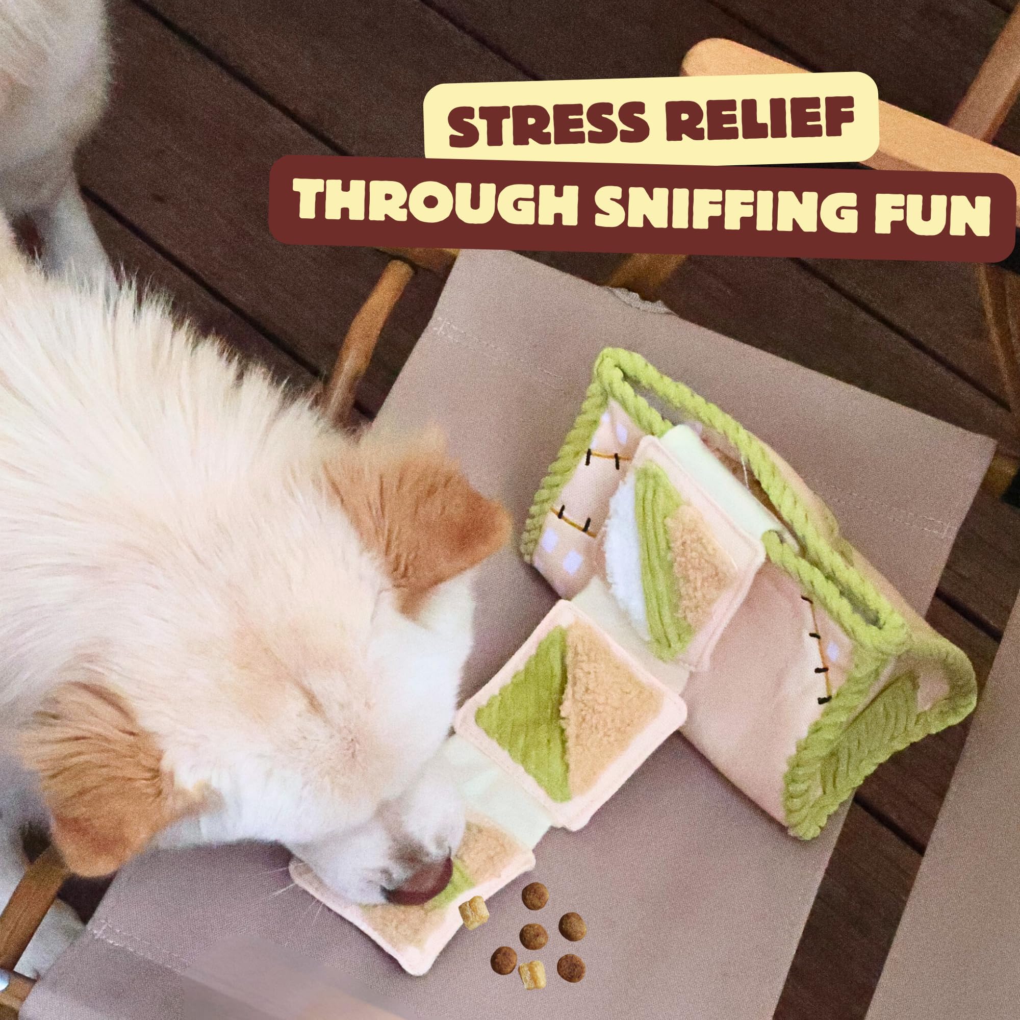 Pawfoo Lab treat-hiding tissues reveal hidden snacks for added rewards.