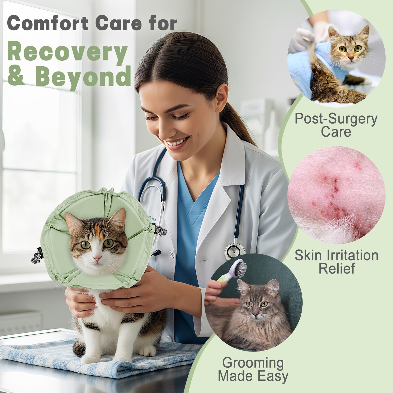 Pawfun cat cone soft breathable lining reduces irritation while worn.