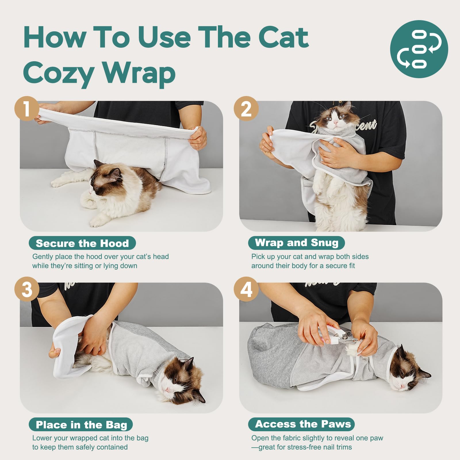 Pawfun machine-washable wrap stays clean for busy households.