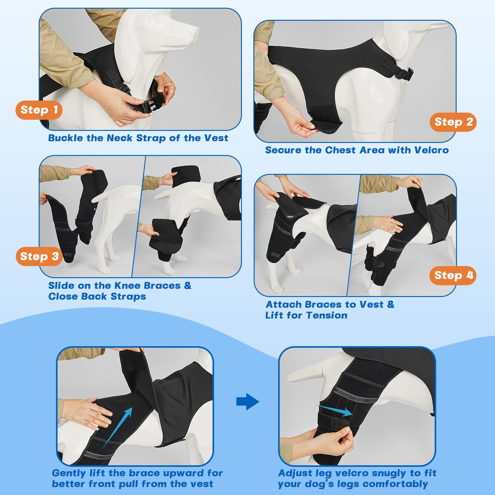 Pawfun dog knee brace breathable-vest keeps your dog comfortable during wear.