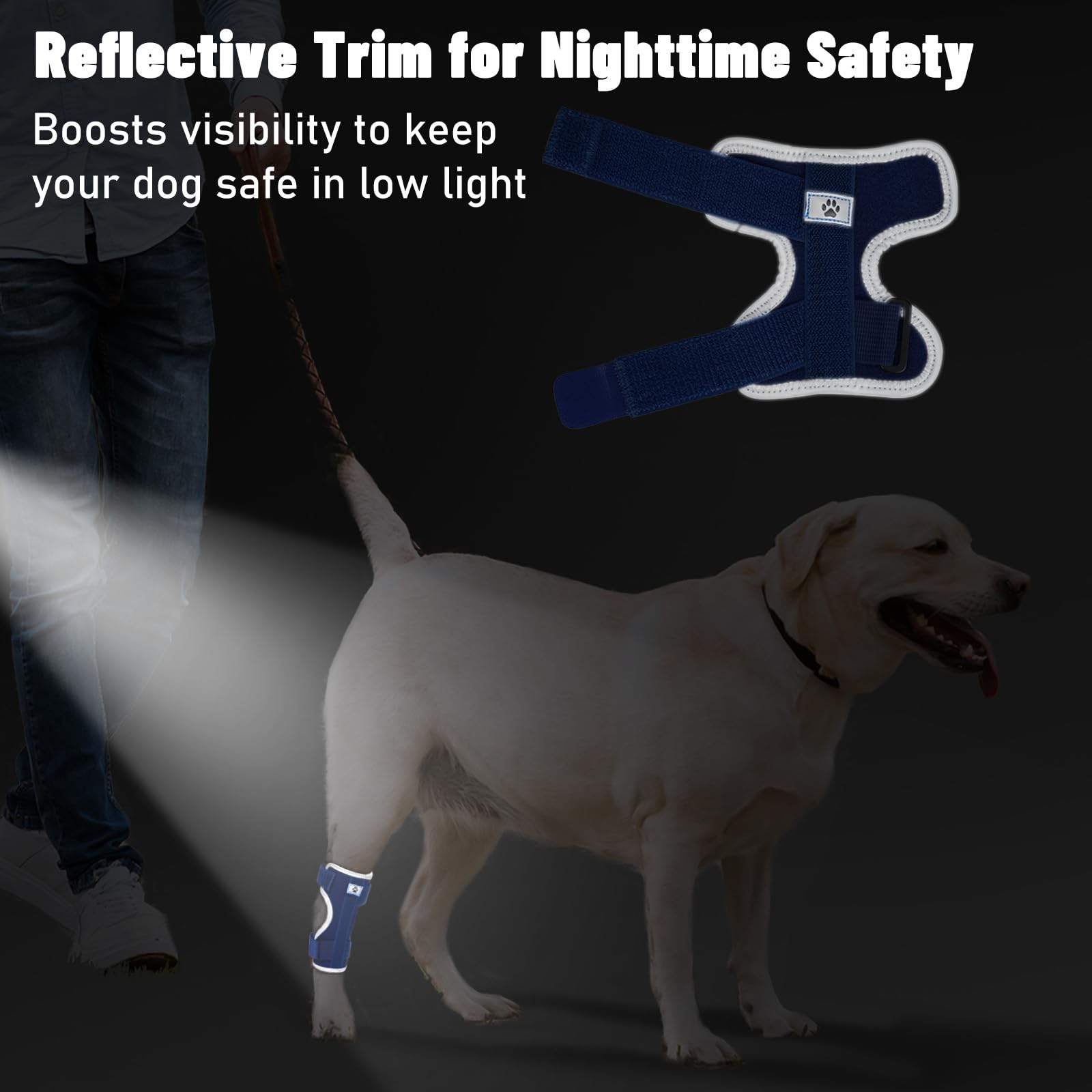 Pawfun dog leg brace available in five adjustable sizes for diverse breeds.
