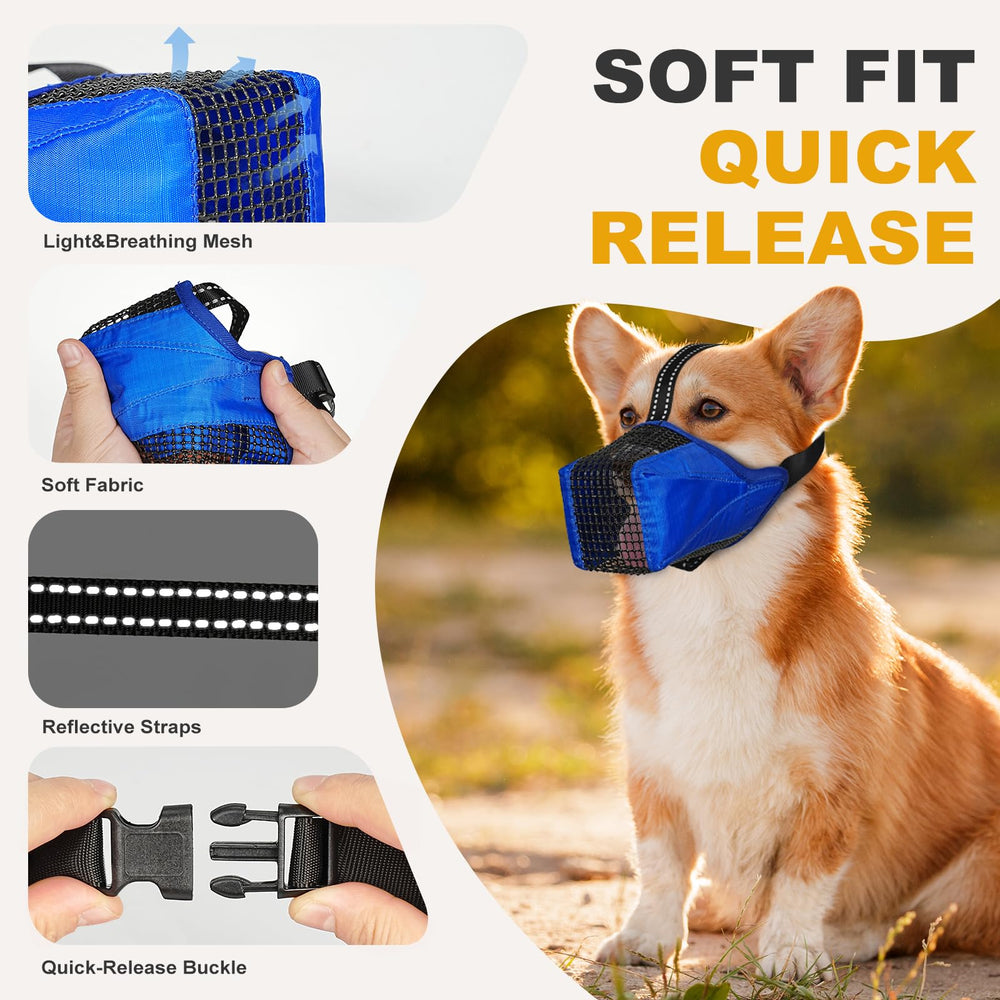 Pawfun dog muzzle allows drinking and panting during training or vet visits.