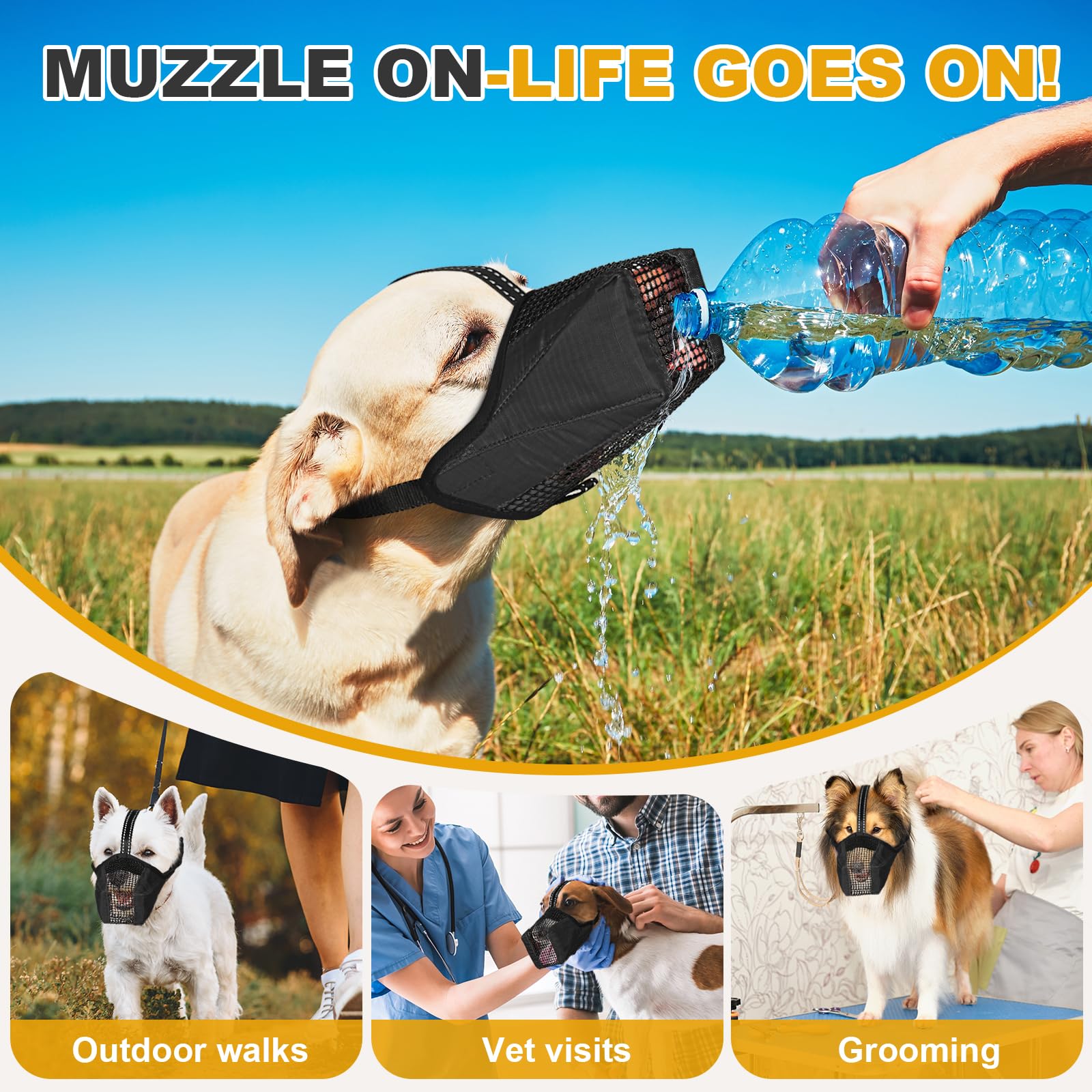 Pawfun dog muzzle fits small to large breeds for versatile use.