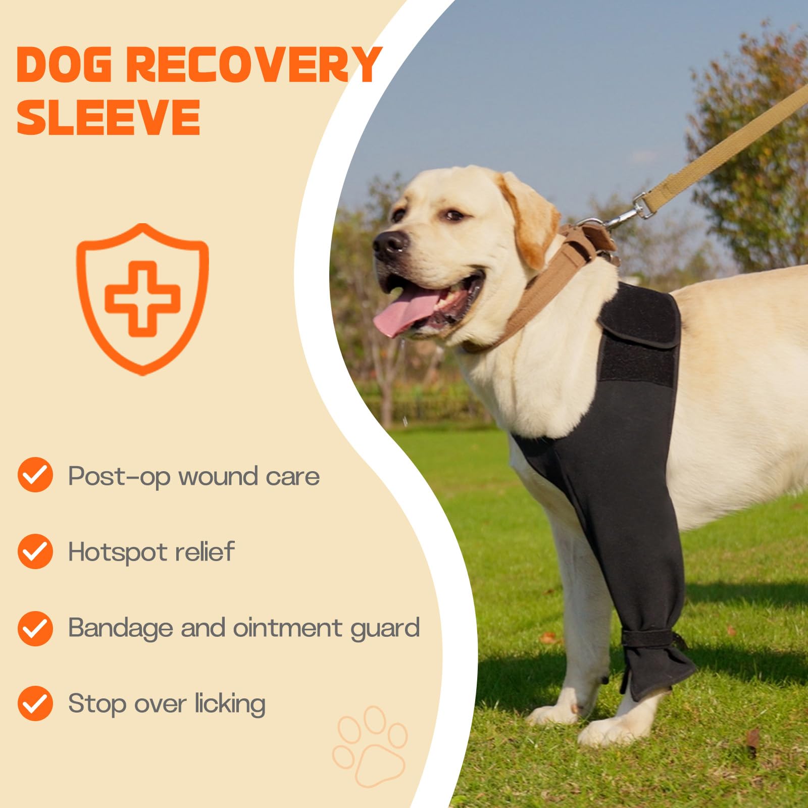 Pawfun left-front leg sleeve XS rolled edge demonstrates customizable length for perfect coverage.