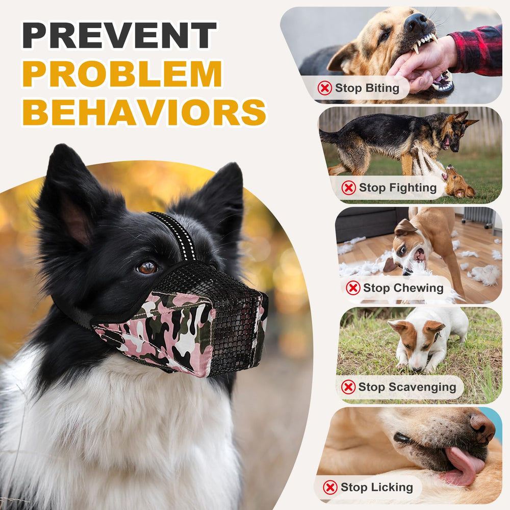 Pawfun Mesh Dog Muzzle adjustable straps provide a secure fit for all sizes.