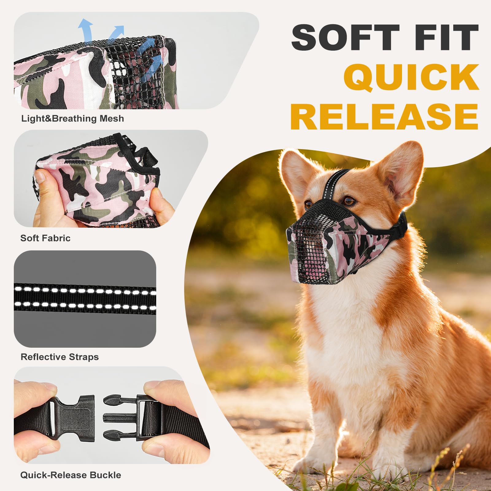 Pawfun Mesh Dog Muzzle design lets dogs drink and pant while wearing.