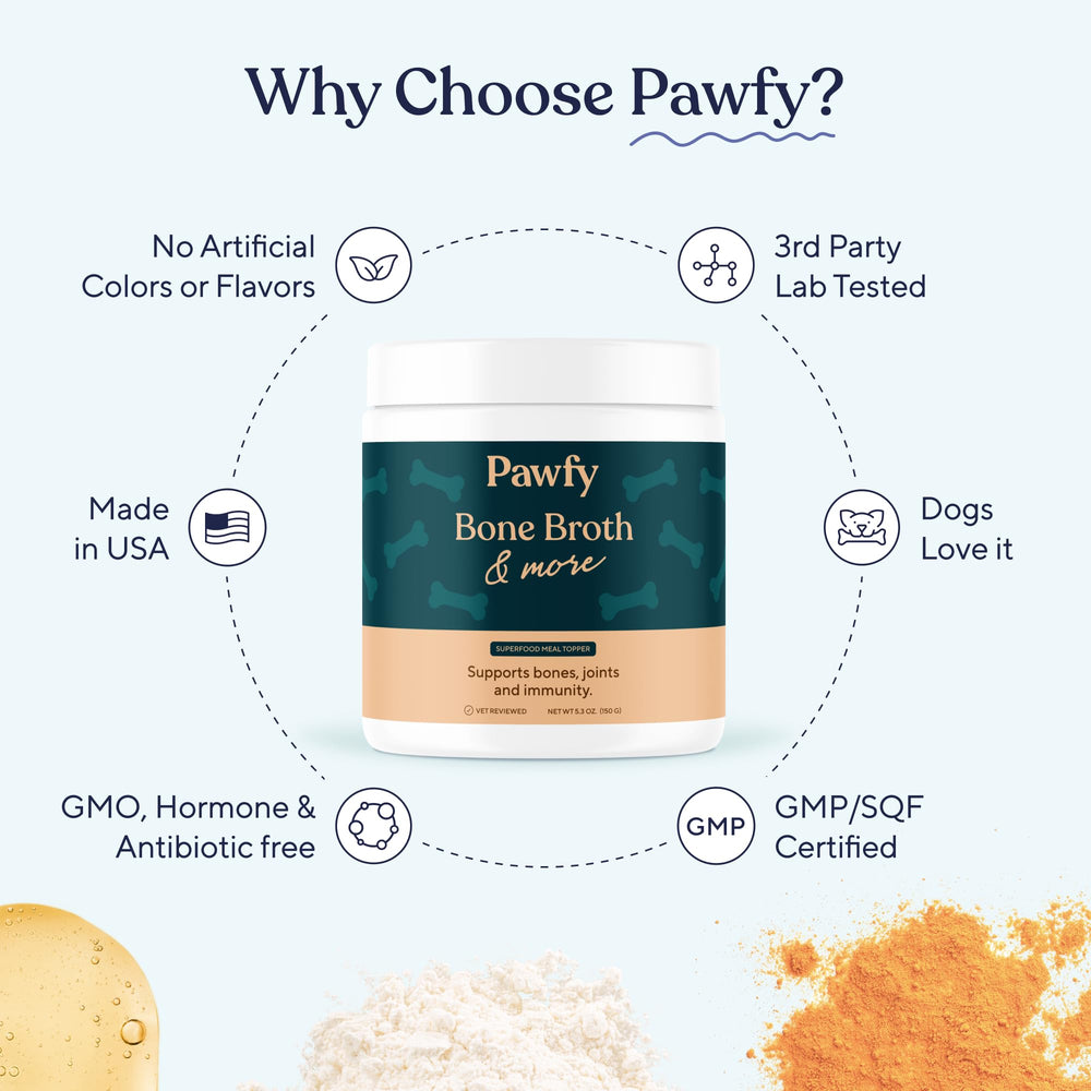 Pawfy Bone Broth kitchen-ready-meals scene showcases easy, convenient dog meals.